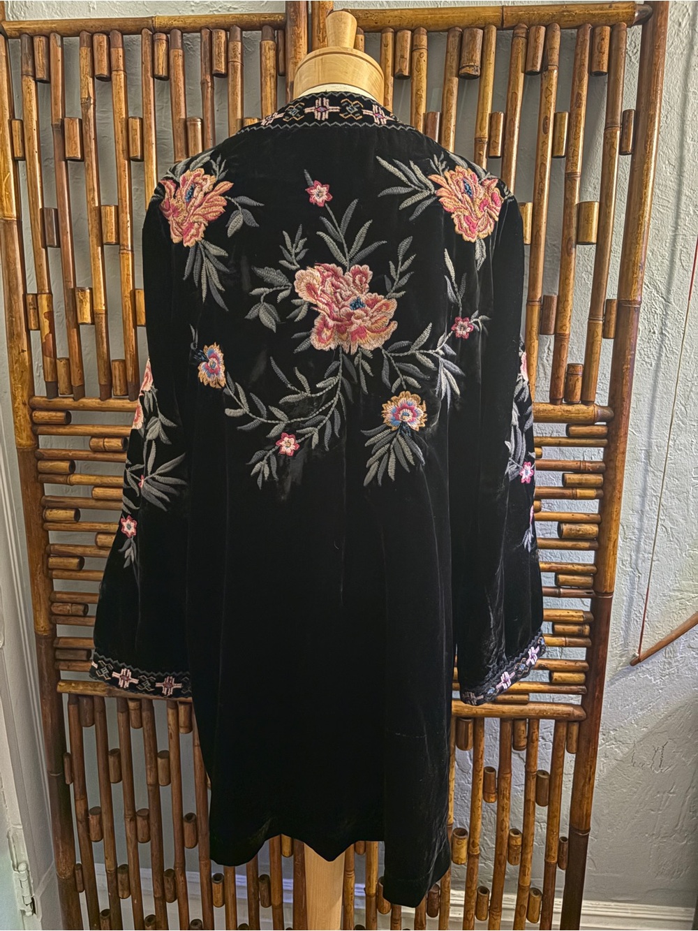 Kyla SEO VELVET KIMONO EMBROIDERED JOHNNY WAS INSPIRED BOHO CHIC jacket SZ 1X - Picture 4 of 8